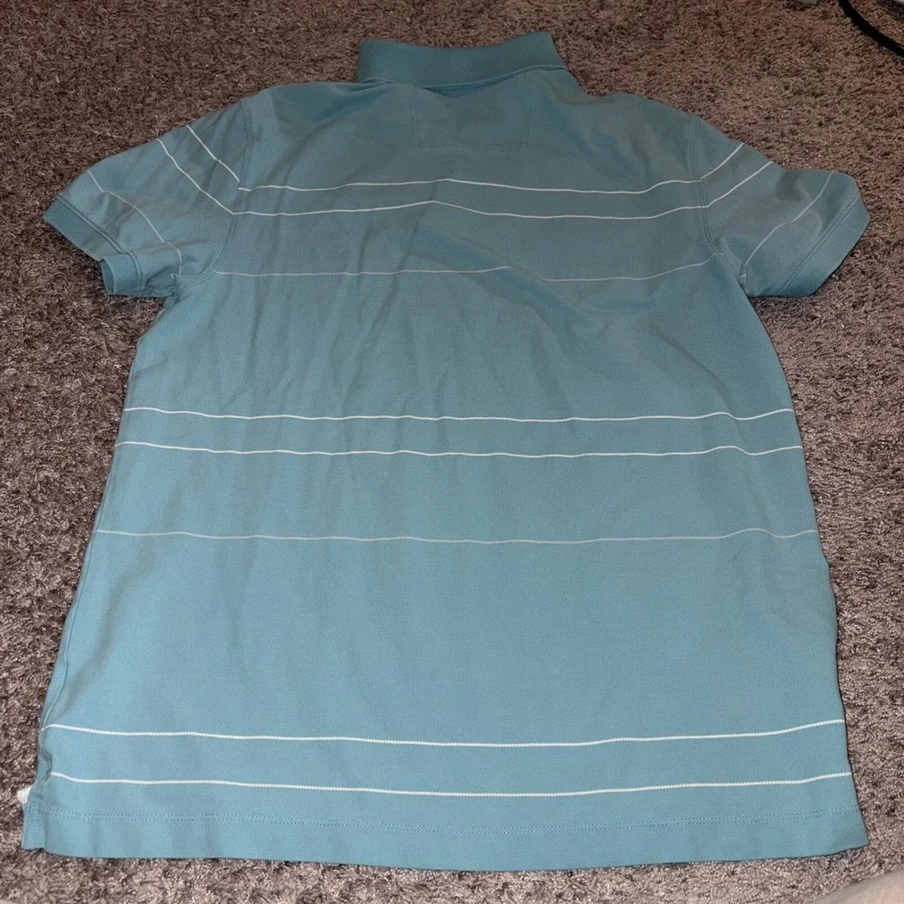 Banana Republic‎ Polo Shirt Mens Size L Blue/White Striped Short Sleeve Fitted